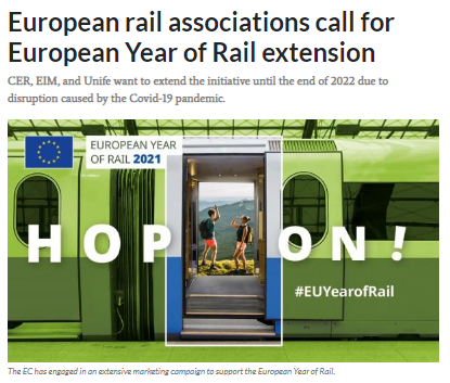 European rail associations call for European Year of Rail extension (IRJ)