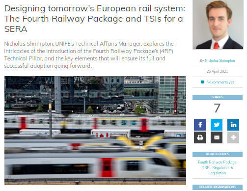 Designing tomorrow’s European rail system: The Fourth Railway Package and TSIs for a SERA (Global Railway Review)