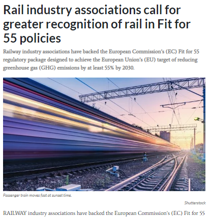 Rail industry associations call for greater recognition of rail in Fit for 55 policies (IRJ)