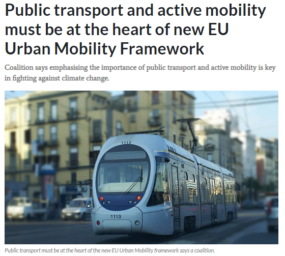 Public transport and active mobility must be at the heart of new EU Urban Mobility Framework