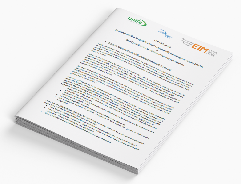 Recommendation to apply the Most Economically Advantageous Tender (MEAT) & Good practices in the domain of railway procurement