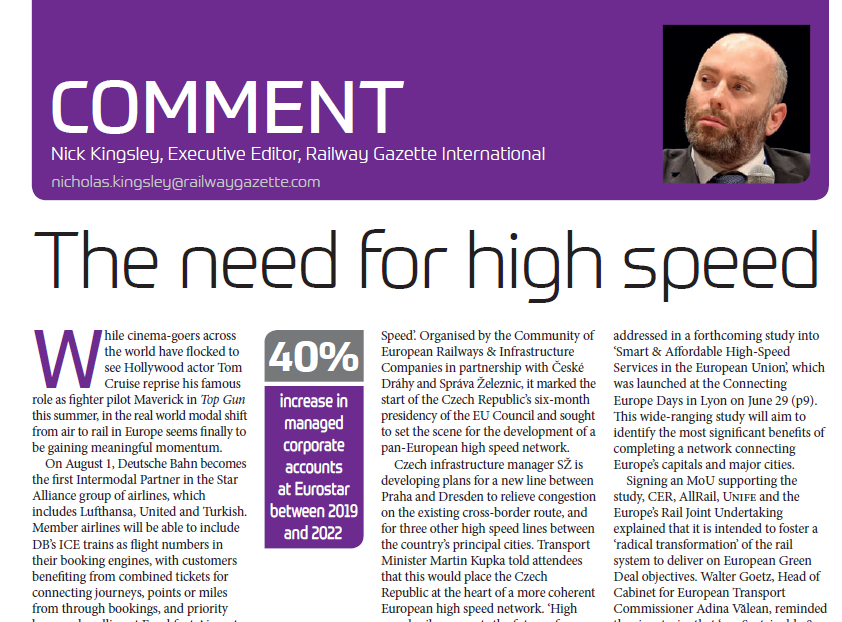The need for high speed (Railway Gazette)