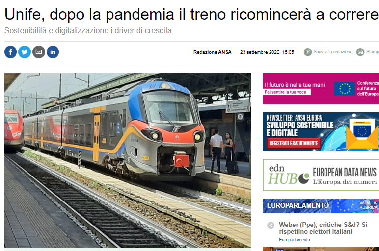 Unife, dopo la pandemia il treno ricomincerà a correre (ANSA)