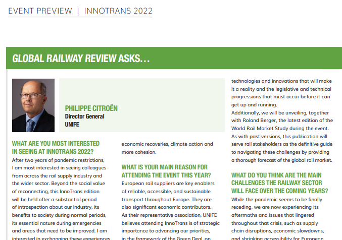Global Railway Review Asks…Philippe Citroën (Global Railway Review)
