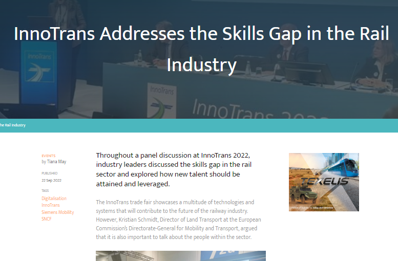 InnoTrans Addresses the Skills Gap in the Rail Industry (Railway-News)