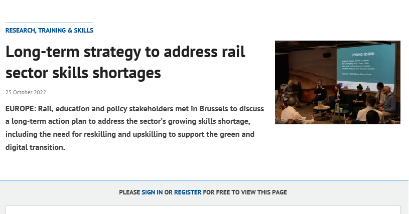 Long-term strategy to address rail sector skills shortages (Railway Gazette)