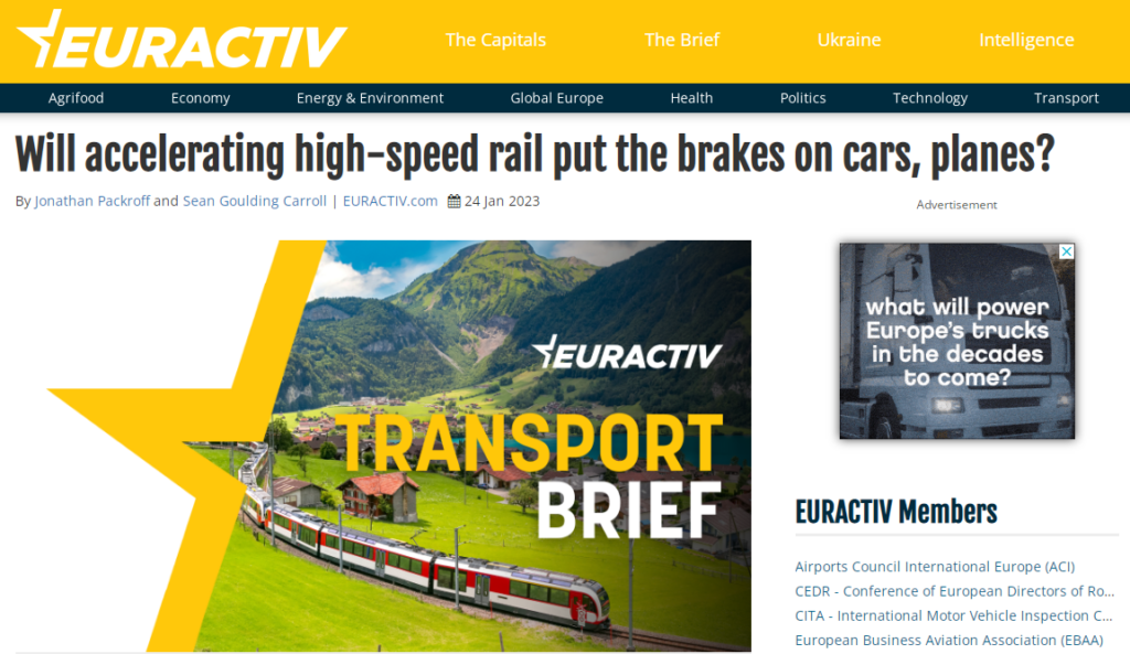 Will accelerating high-speed rail put the brakes on cars, planes? (EuroActive)
