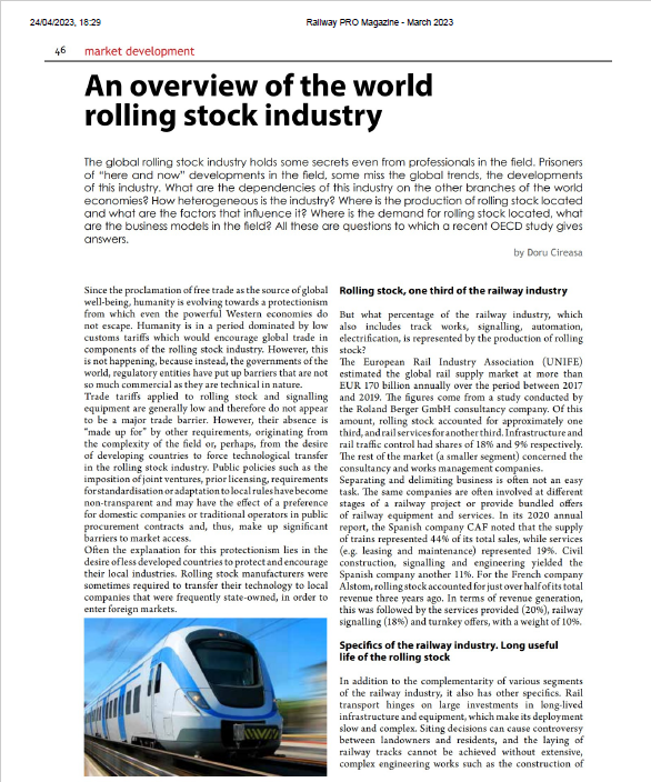 An overview of the world rolling stock industry (Railway PRO)