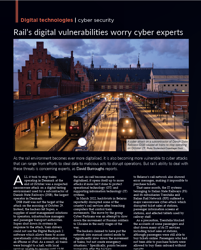 Rail’s digital vulnerabilities worry cyber experts (IRJ)