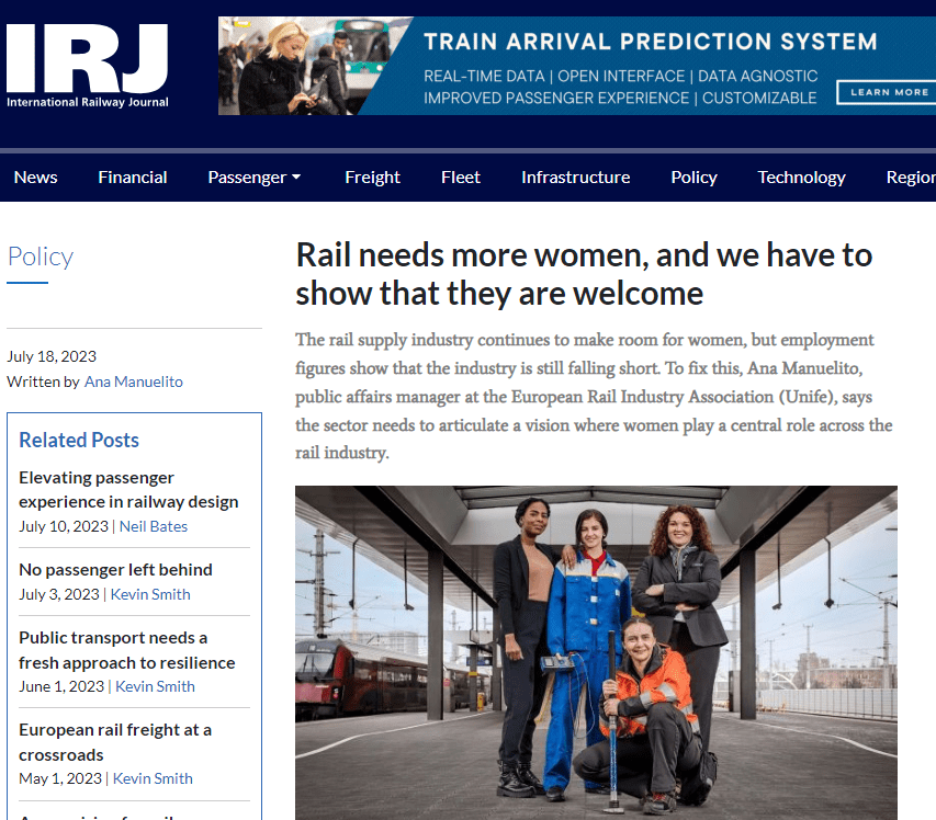 Rail needs more women, and we have to show that they are welcome (IRJ)