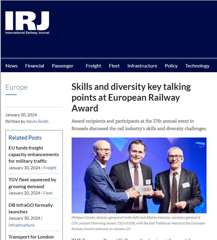 Skills and diversity key talking points at European Railway Award (IRJ)