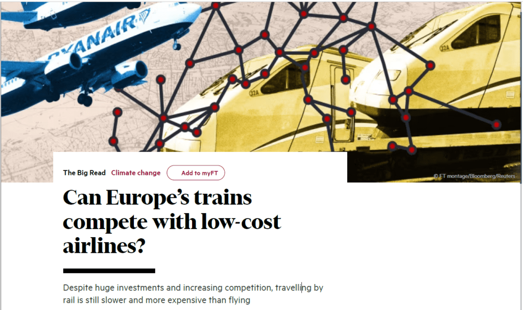 Can Europe’s trains compete with low-cost airlines? (Financial Times)