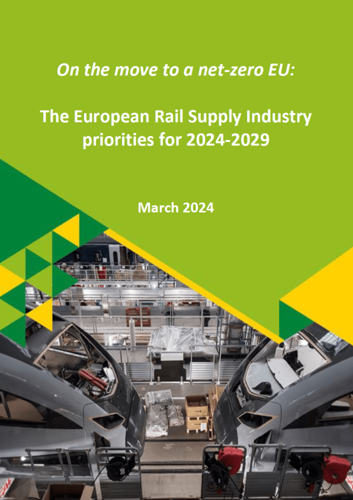 “On the move to a net-zero EU”:  outlining the European Rail Supply Industry priorities for the 2024-2029 legislative cycle