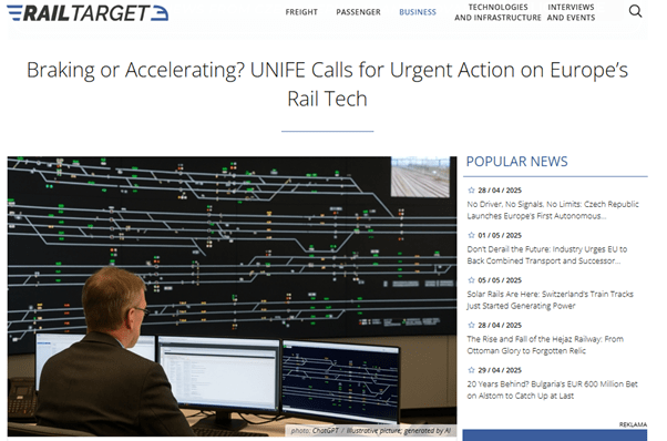 Braking or Accelerating? UNIFE Calls for Urgent Action on Europe’s Rail Tech (Rail Target)