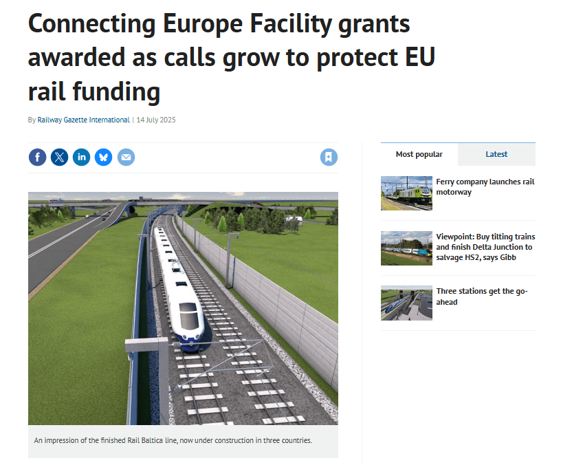 Connecting Europe Facility grants awarded as calls grow to protect EU rail funding (Railway Gazette)