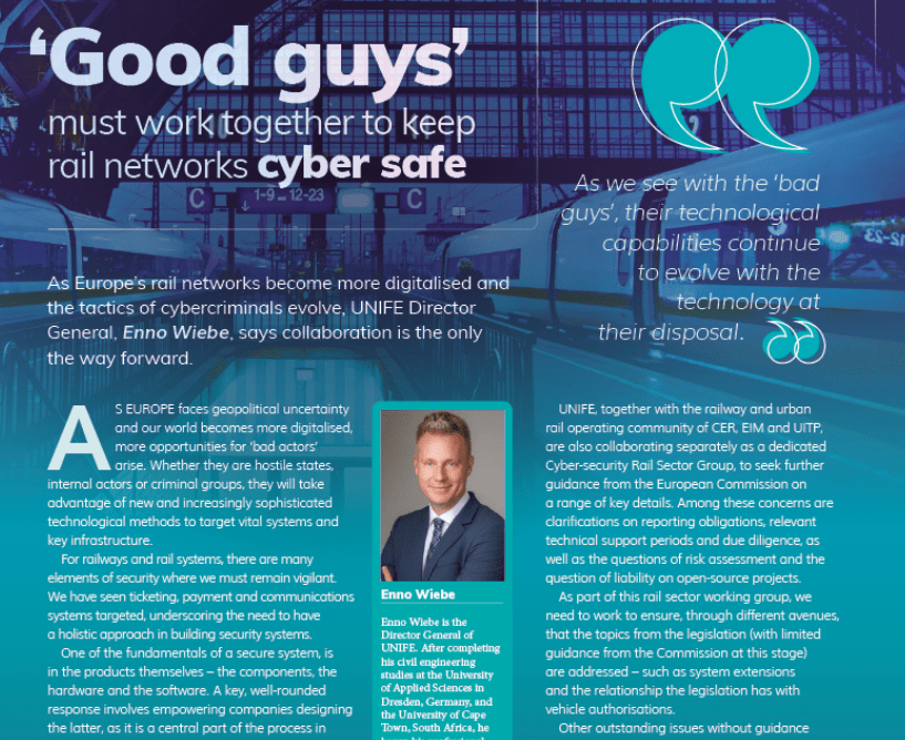 Good guys must work together to keep rail networks cyber safe (Global Railway Review)
