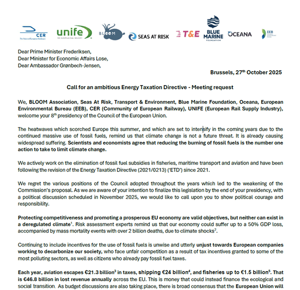 Call for an ambitious Energy Taxation Directive – Meeting request