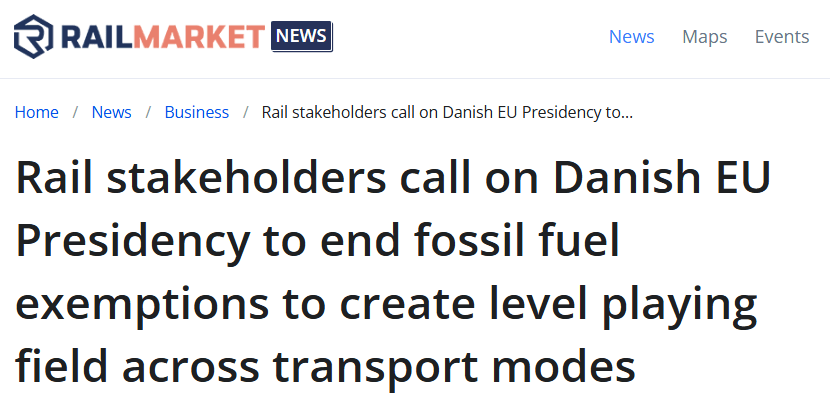Rail stakeholders call to end fossil fuel exemptions (RailMarket)