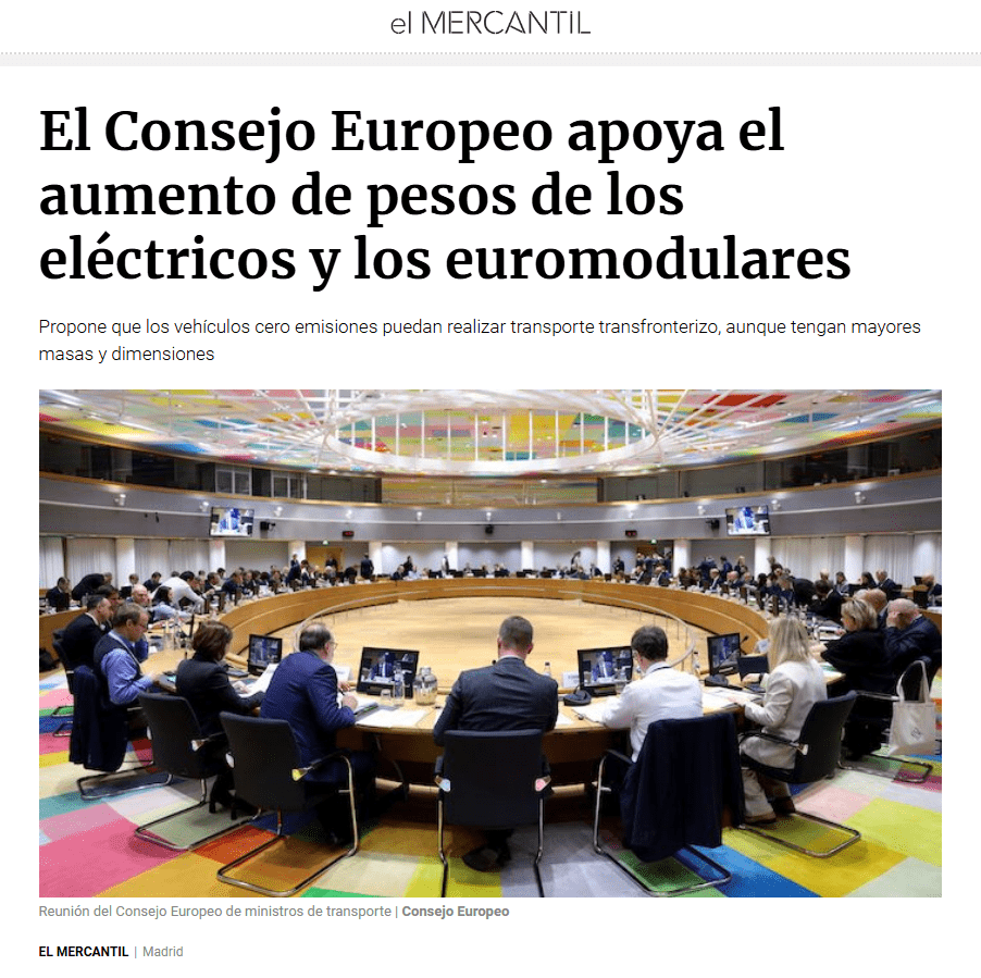 El Consejo Europeo apoya el aumento de pesos de los eléctricos y los euromodulares (el Mercantil)