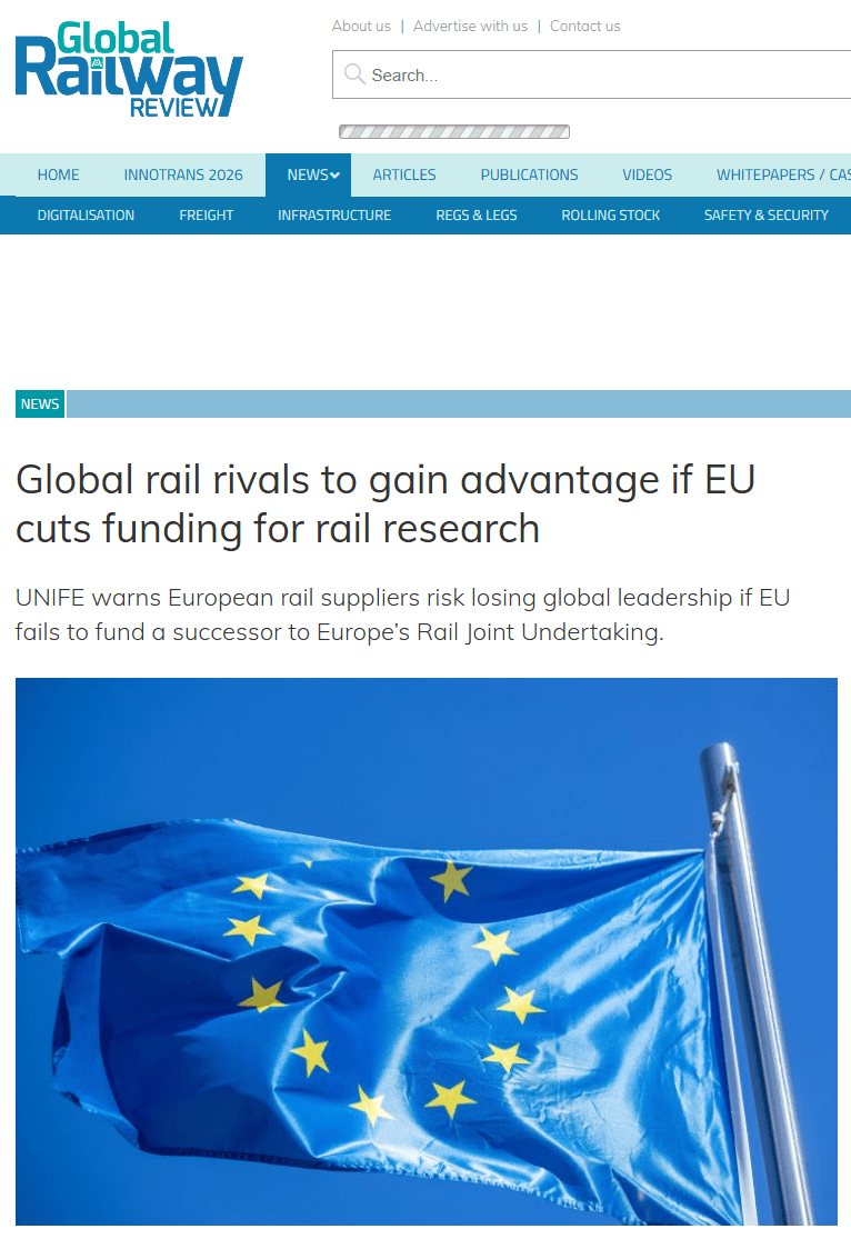 Global rail rivals to gain advantage if EU cuts funding for rail ...