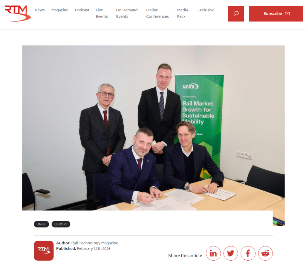 Europe’s Rail Sector Unites Behind Ambitious Vision for the Future (Rail Technology Magazine)