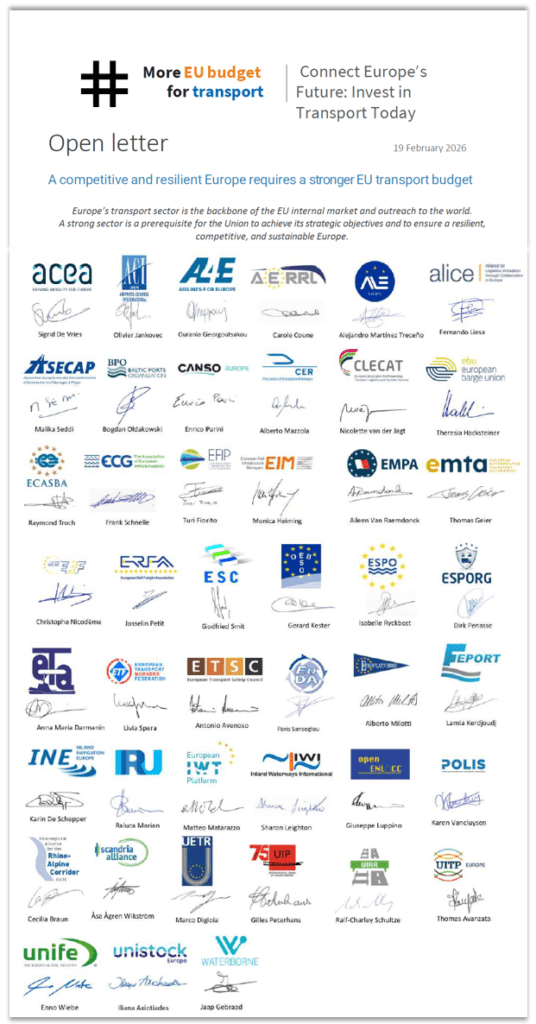 Open letter: A competitive and resilient Europe requires a stronger EU transport budget