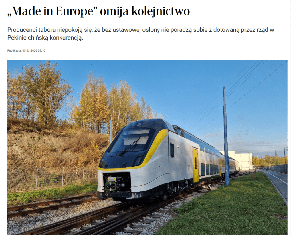 „Made in Europe” omija kolejnictw (Rzeczpospolita)