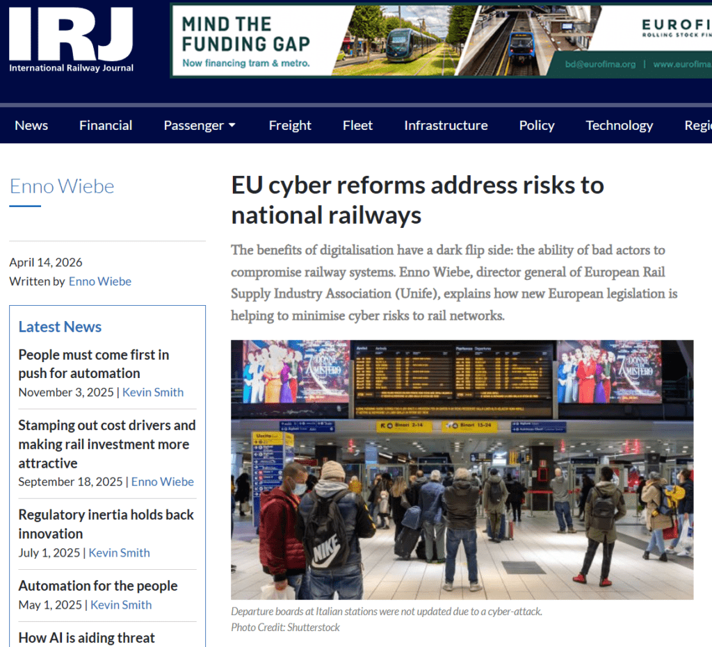 EU cyber reforms address risks to national railways (IRJ)