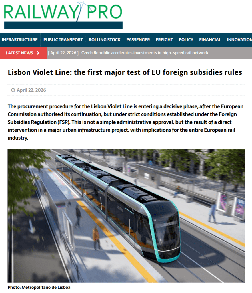 Lisbon Violet Line: the first major test of EU foreign subsidies rules (RailwayPRO)