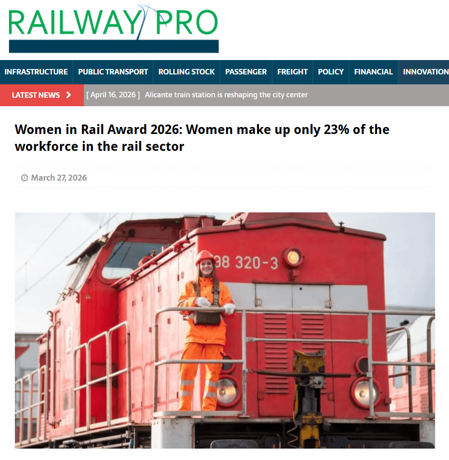 Women in Rail Award 2026: Women make up only 23% of the workforce in the rail sector (RailwayPRO)