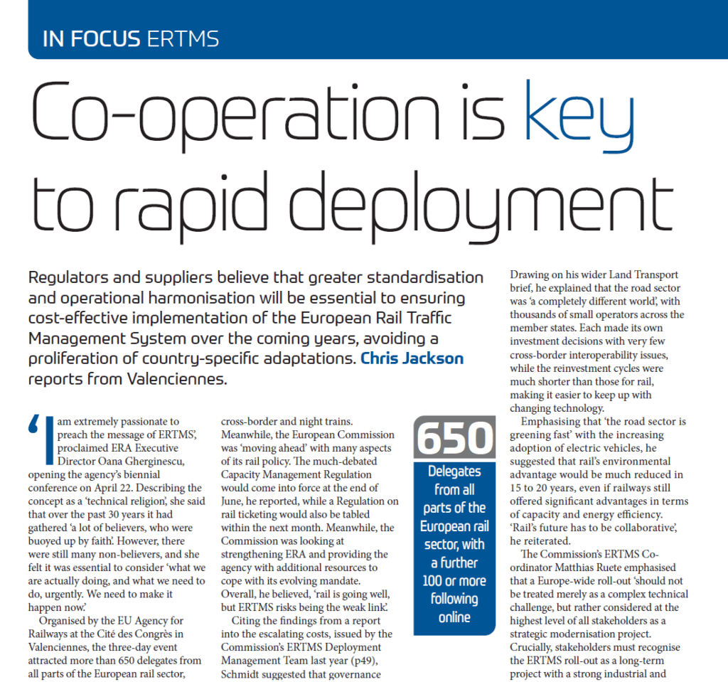 Co-operation is key to rapid deployment (Railway Gazette)