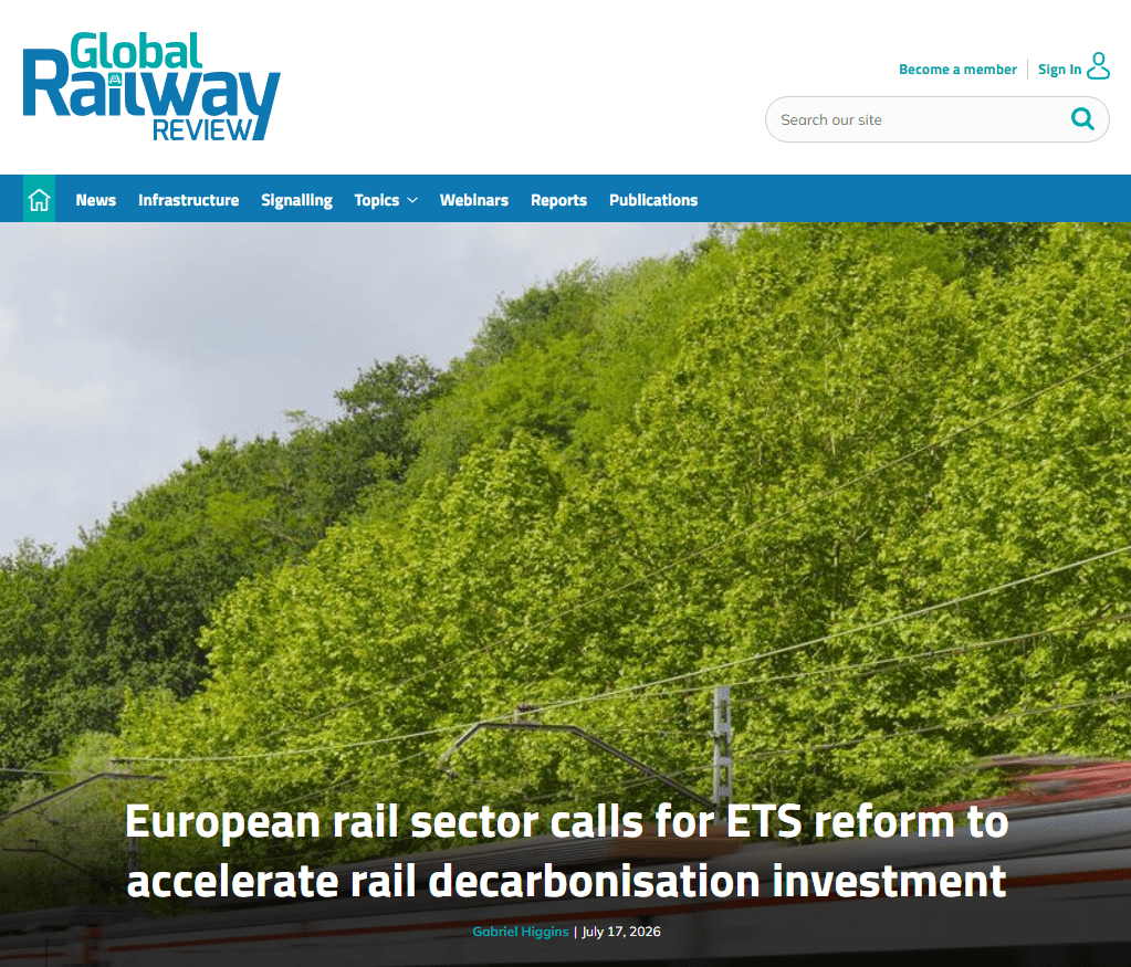 Rail sector urges ETS reform (Global Railway Review)