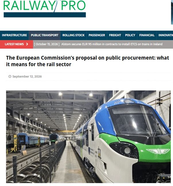 The European Commission’s proposal on public procurement: what it means for the rail sector (RailwayPRO)